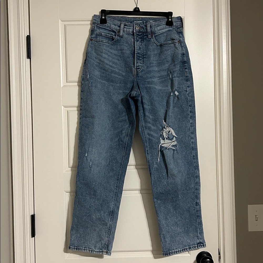 Old Navy High Rise Distressed Blue Jeans